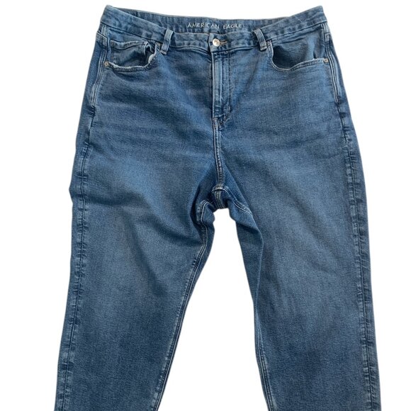 American Eagle Curvy Mom Jeans Size 20 Short Blue Stretch medium Wash Denim - Picture 2 of 15